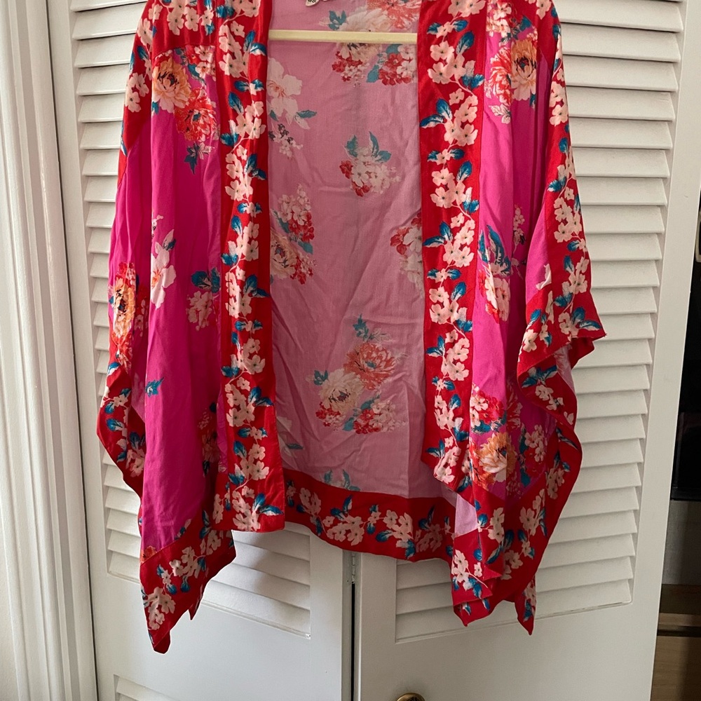 Floral Pink and Red Kimono
